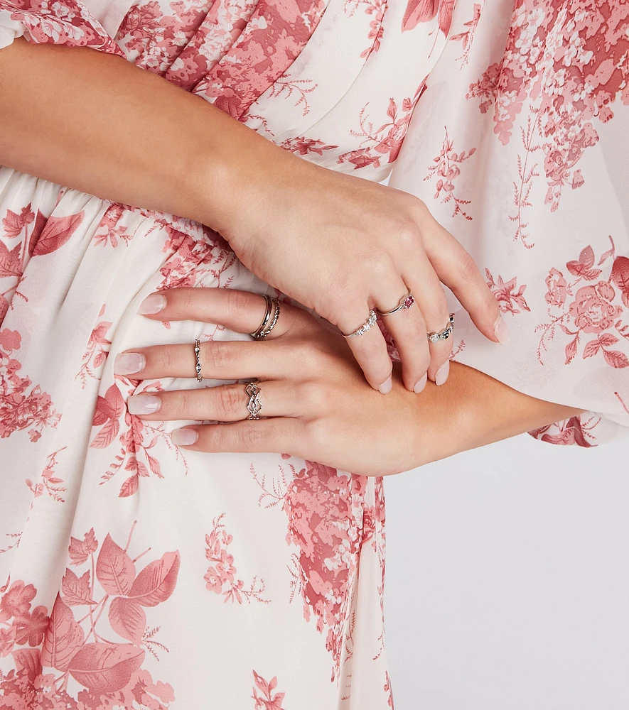 Trendy Shine Rhinestone Dainty Ring Set