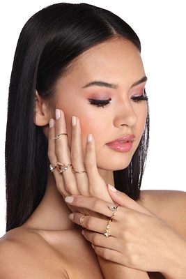 Geometric Rhinestone Rings Pack