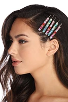 Rainbow Rhinestone Hair Pins
