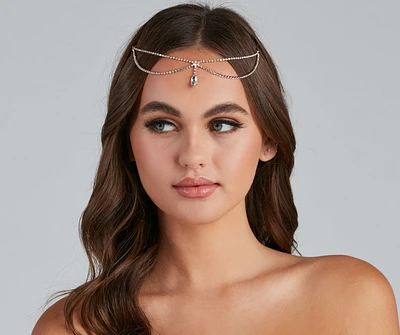 Boho Goddess Rhinestone Teardrop Head Chain