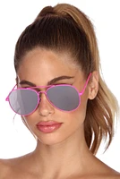 Neon Mirrored Aviator Sunglasses