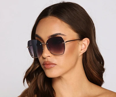 Rhinestone Glam Oversized Round Sunglasses