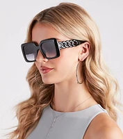Coolness In Check Oversized Chain Sunglasses