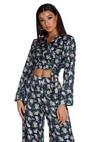 Bloom Out Satin Pajama Crop Top