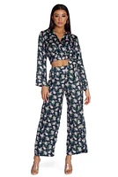 Bloom Out Satin Pajama Crop Top