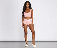 Wide Awake Ribbed Pajama Tank And Shorts