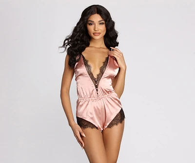 Your Babe Pink Satin Romper