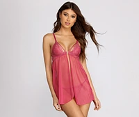Dream Girl Mauve Lace Babydoll And Panty Set