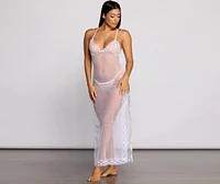 Delicate Mesh Maxi Slip Dress And Panty Set