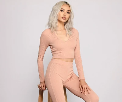 Every Day Ribbed Knit Pajama Crop Top