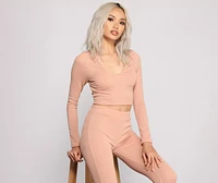 Every Day Ribbed Knit Pajama Crop Top