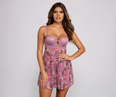Sweet and Spice Floral Babydoll Thong Set