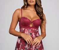 Sweet and Spice Floral Babydoll Thong Set