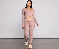 Long Sleeve Eyelash Knit Pajama Top