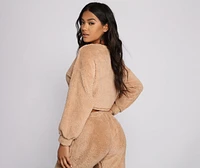 Cozy Cutie Sherpa Pajama Crop Top