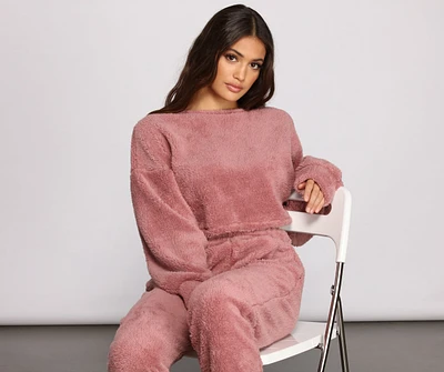 Cozy Cutie Sherpa Pajama Crop Top