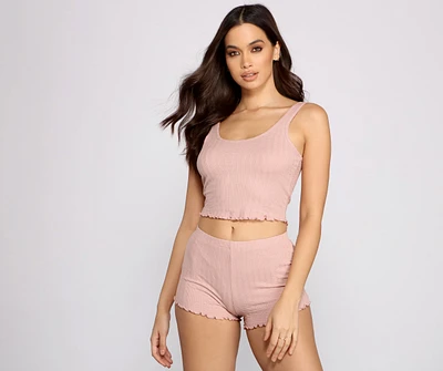 Frilly and Ruffled Pajama Tank Shorts Set