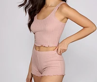 Frilly and Ruffled Pajama Tank Shorts Set