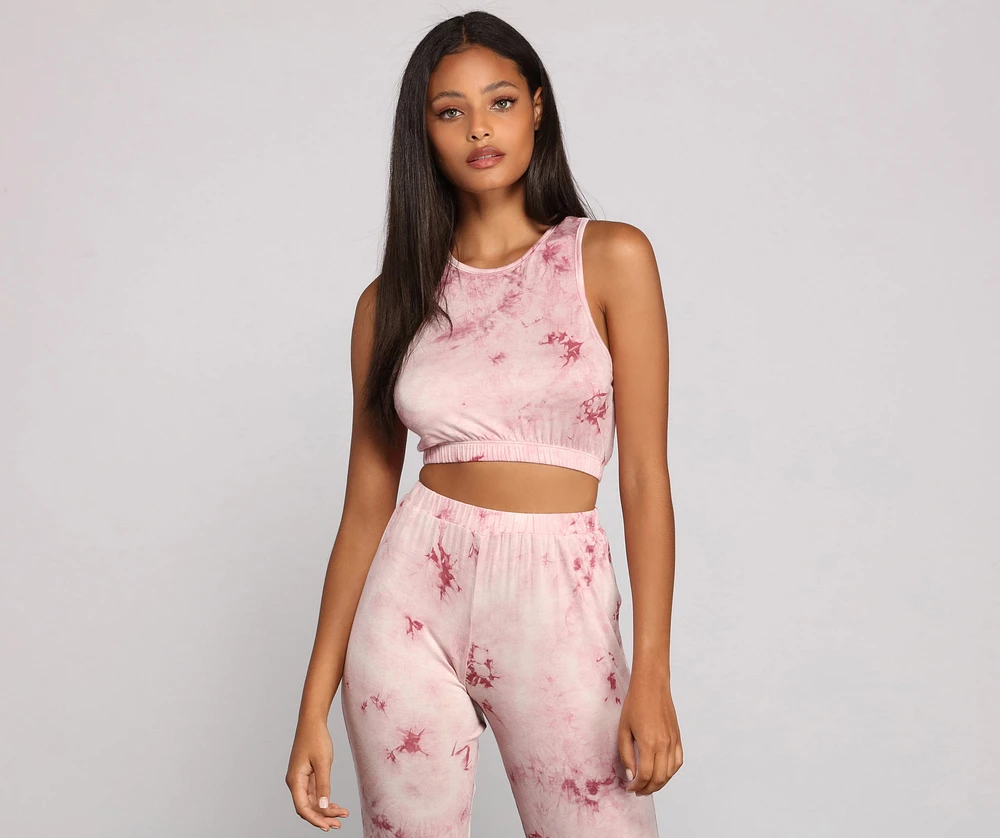 Pop Of Retro Tie Dye Pajama Crop Top