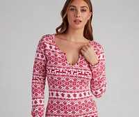Tis' The Season Fair Isle Pajama Romper Set