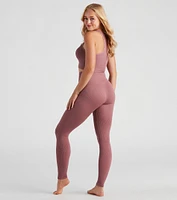 Cozy Seamless Pajama Top And Leggings Set