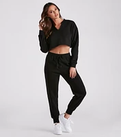 Casual Mood Crop Top And Joggers Set