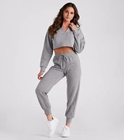 Casual Mood Crop Top And Joggers Set
