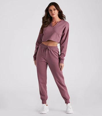 Casual Mood Crop Top And Joggers Set