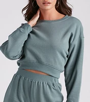Comfy Vibes Crop Top And Sweatpants Set