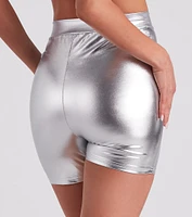 Cool Girl Edge Faux Leather Biker Shorts