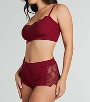 Delicate Lace Secrets Pajama Bralette And Boyshorts Set