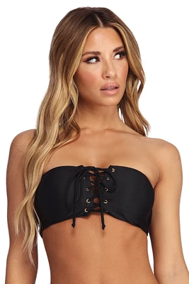 Lace Up Bandeau Swim Top