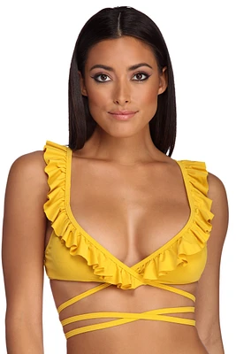 Hot Wrap Ruffle Swim Top