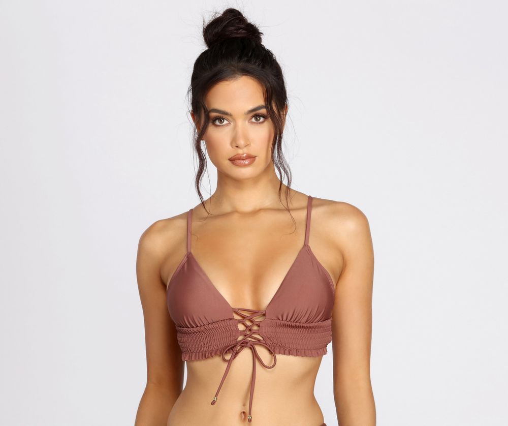 Lace Up Bralette Bikini Top