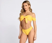 Ray Of Sunshine Off-Shoulder Swim Top