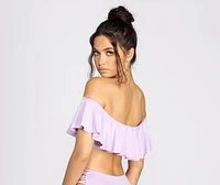 Flirty Flounce Off The Shoulder Swim Top