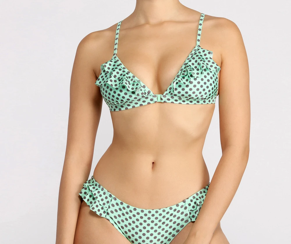 Polka Dot Ruffle Swim Top
