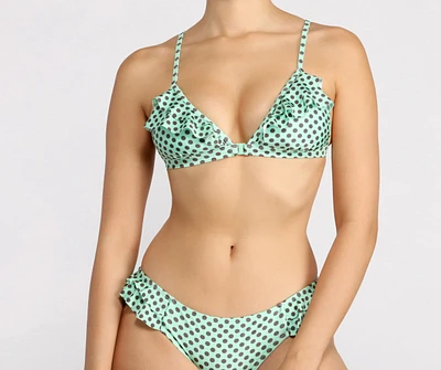 Polka Dot Ruffle Swim Top