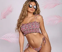 Flirty Floral Smocked Swim Top