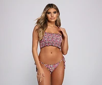 Flirty Floral Smocked Swim Top