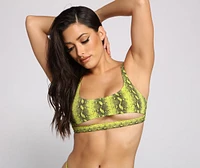 Neon Drama Snake Print Swim Top