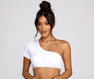 So Chic One Shoulder Swim Top