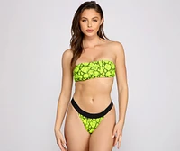 Neon Snake Print Bandeau Bikini Top
