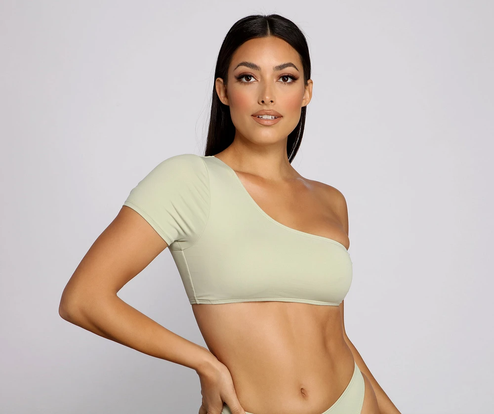 So Chic One Shoulder Swim Top