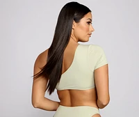 So Chic One Shoulder Swim Top