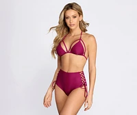Warmer Days High Waist Lace Detail Bikini Bottoms
