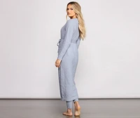 Chic Chenille Knit Long Belted Robe