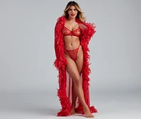 Always Extra Feather Trim Long Robe