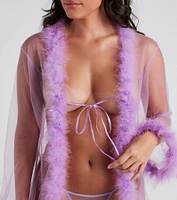 Fab And Flirtatious Feather Robe Panty Set