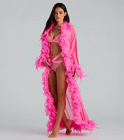 Always Extra Feather Trim Long Robe